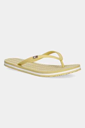 Šľapky Tommy Hilfiger HILFIGER STRAP BEACH SANDAL žltá farba, na plochom podpätku, FW0FW08518