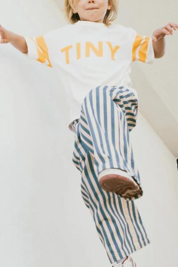 Detské bavlnené tričko Tinycottons STRIPES TINY TEE béžová farba, s potlačou, SS25-145