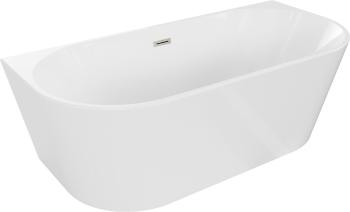MEXEN/S - Oval vaňa voľne stojaca nástenná 160 x 80 cm, biela, sifón a prepad nikel kartáčovaná 52671608000-97