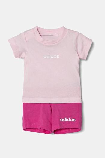 Detská bavlnená súprava adidas ružová farba, JC9744