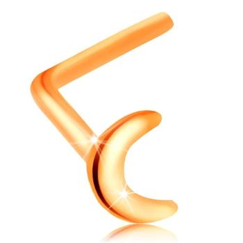 Piercing do nosa zo žltého 14K zlata - malý lesklý a plochý mesiačik, zahnutý