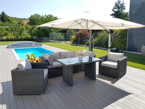 DEOKORK Ratanová variabilná zostava jedalenská SEVILLA pre 5 osob (antracit)