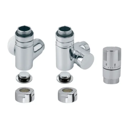 Termostatická sada ISAN uhlová pravá nerez O39NUCR175