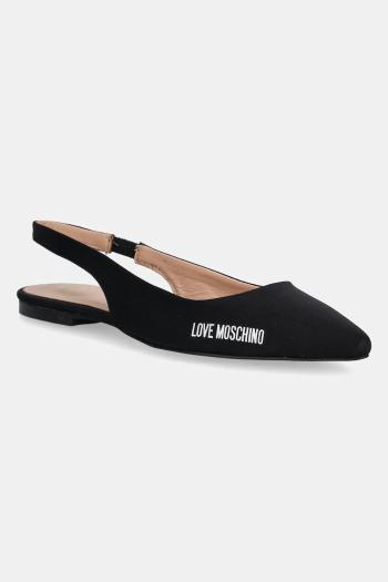 Baleríny Love Moschino čierna farba, s otvorenou pätou, JA11021G1MIM0000