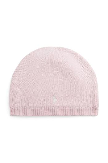Detská bavlnená čiapka Polo Ralph Lauren ružová farba biela, 323953201004