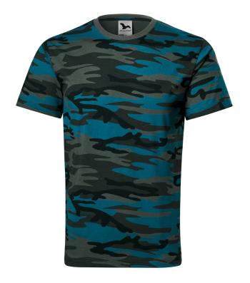 MALFINI Maskáčové tričko Camouflage - Maskáčová petrolejová | XL