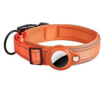 PROTEMIO GLOWY PAW Reflexný obojok pre Apple AirTag VEĽKOSŤ: S - oranžový