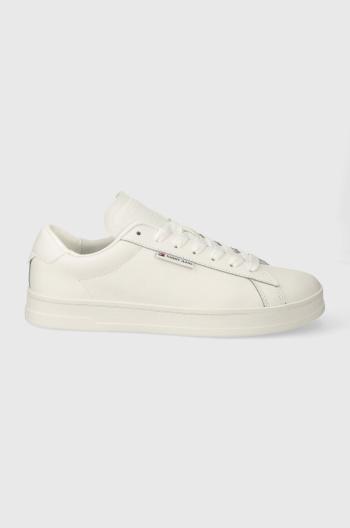 Kožené tenisky Tommy Jeans TJM LEATHER LOW CUPSOLE biela farba, EM0EM01374