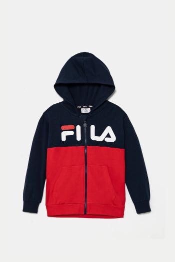 Detská mikina Fila LONAY červená farba, s kapucňou, s potlačou, FAK0406