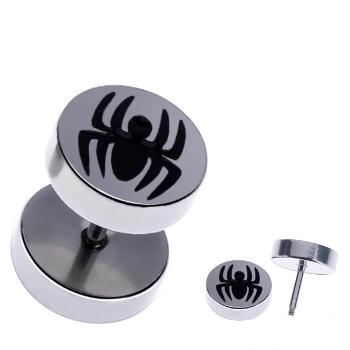 Okrúhly oceľový fake plug do ucha, čierny pavúk