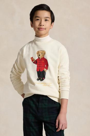 Detská bavlnená mikina Polo Ralph Lauren béžová farba, s potlačou, 323961412001