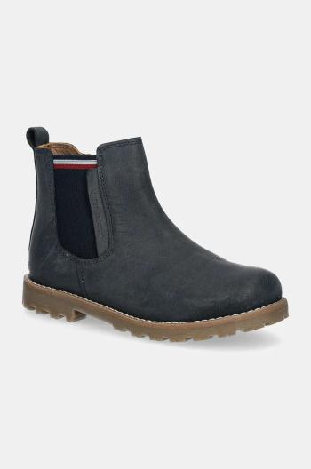 Detské zimné kožené topánky Tommy Hilfiger tmavomodrá farba, T1X5-33700