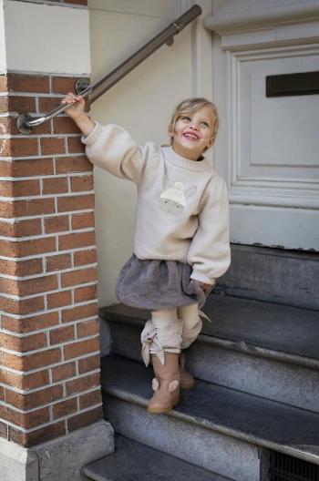 Vlnený detský svetrík Donsje Denna Merino Wool Sweater Bunny béžová farba, 4090701