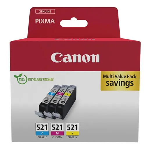 Canon originál ink CLI-521 CMY, 2934B015, CMY, multipack, farebná