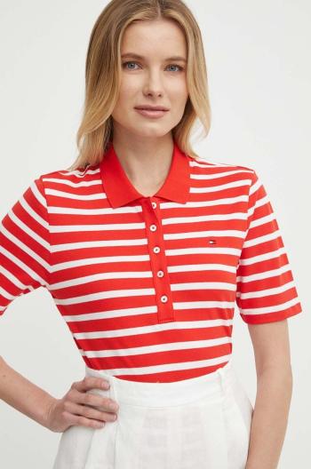 Polo tričko Tommy Hilfiger dámsky, červená farba, WW0WW39531