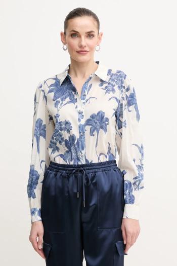 Košeľa Guess CLARA dámska, béžová farba, regular, s klasickým golierom, W5GH85 WH6C0