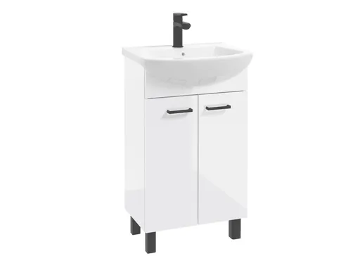 ArtDef Kúpeľňová skrinka NOVELTY White D50 2D s umývadlom Tomaso 50 | 50 cm