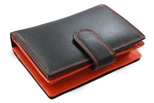 Čiernooranžová kožená peňaženka so zápinkou 511-8313-60/84