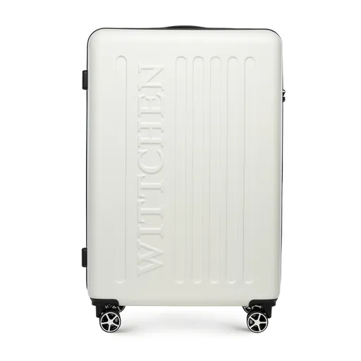 Veľký kufor z ABS s reliéfnym logom, biely 56-3A-503-89