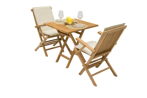 DEOKORK Záhradná teaková zostava IVORY BALCONY II. 1+2 (ZADARMO podušky)