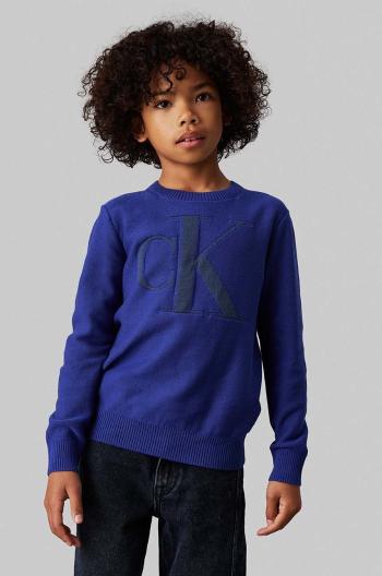 Detský sveter Calvin Klein Jeans tmavomodrá farba, tenký, IB0IB02152