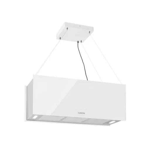 Klarstein Kronleuchter XL, digestor, 90 cm, ostrovčekový, 590 m³/h, dotykové ovládanie, LED, biely