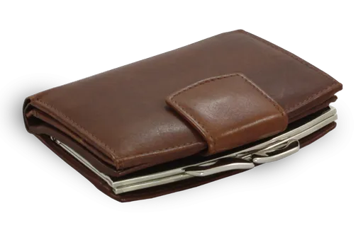 Tmavo hnedá dámska kožená rámová peňaženka so zápinkou 511-4357-47