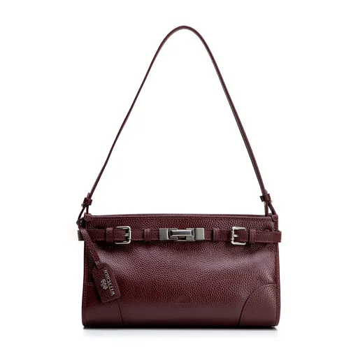 Dámska kožená kabelka s elegantnými detailmi na rameno