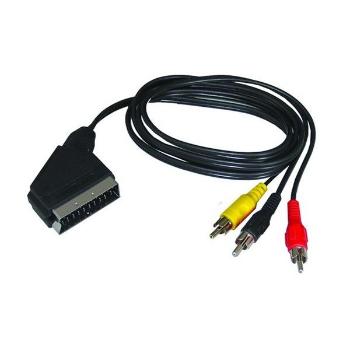 SOLIGHT SSV0301E SCART KABEL, SCART KONEKTOR - 3X CINCH KONEKTOR, PREPINATELNY, 1M, SACOK