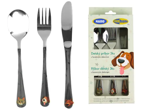 MAKRO - Príbor detský 3ks, farebný dekor
