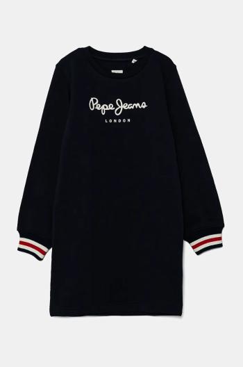 Dievčenské bavlnené šaty Pepe Jeans TORI tmavomodrá farba, mini, rovný strih, PG951676