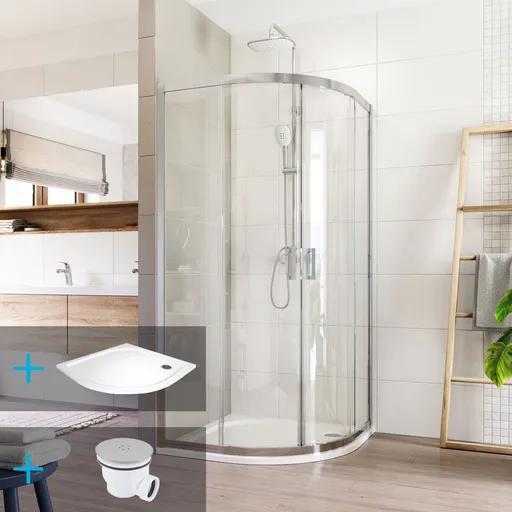 Mereo Sprchovací kút, LIMA, štvrťkruh, 80 cm, chróm  ALU, sklo číre, vanička liaty mramor CK608B33KM