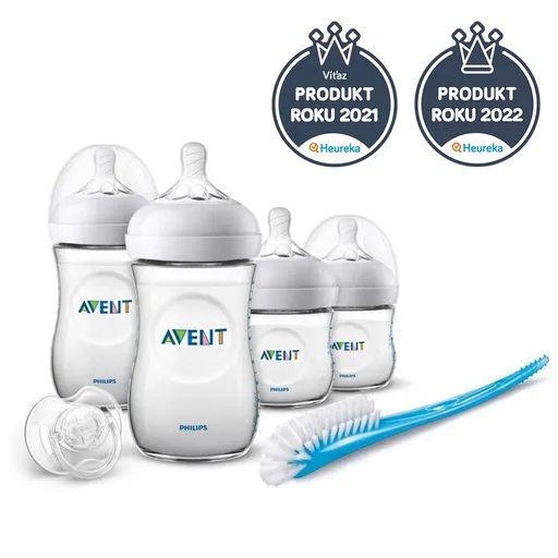 Philips Avent Štartovacia sada Natural 4 x fľaša + kefa + cumlík Transparentná