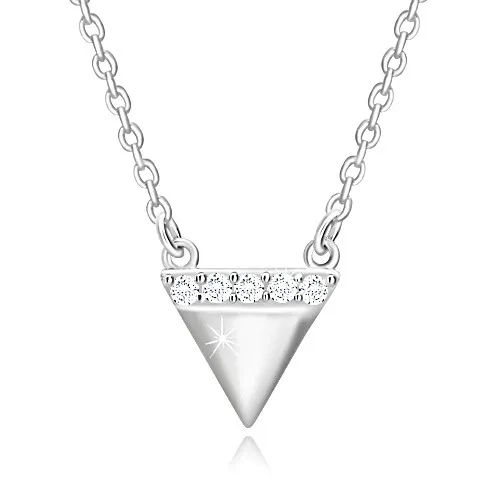 Strieborný náhrdelník 925 - obrátený trojuholník, ligotavá zirkónová línia