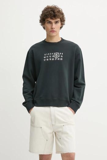 Bavlnená mikina MM6 Maison Margiela čierna farba, s potlačou, SH2GU0021