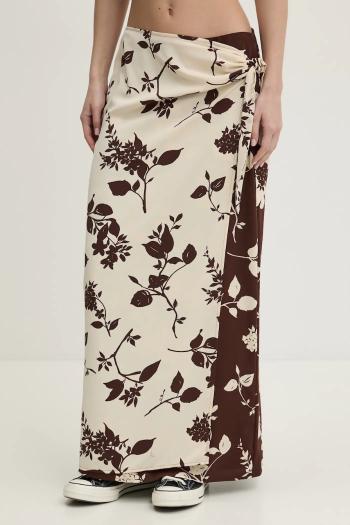 Sukňa Abercrombie & Fitch béžová farba, maxi, rovný strih, KI143-5089
