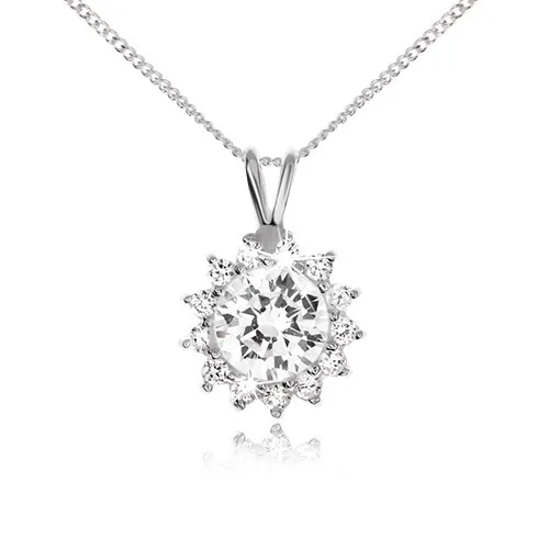 Náhrdelník s čírym zirkónovým slnkom, zo striebra 925