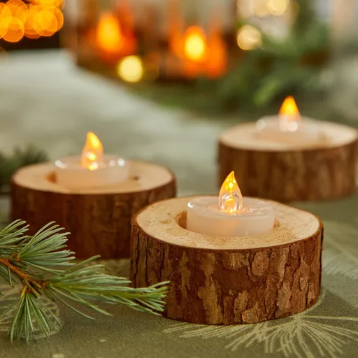 Súprava 3 svietnikov z guľatiny