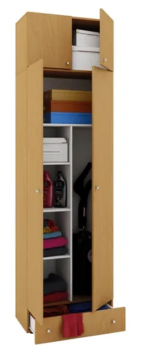 VCM Úklidová skříňka Vandol ll s dvířky, horním uchycením, zásuvkou, buk