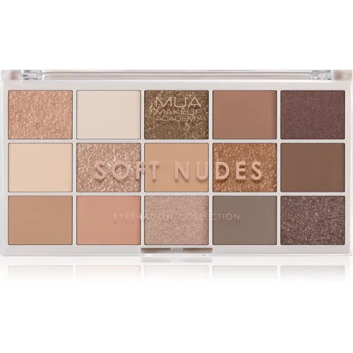 MUA Makeup Academy Eyeshadow Collection 15 Shade Palette paletka očných tieňov odtieň Soft Nudes 12 g