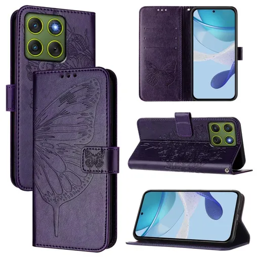 ART BUTTERFLY Peňaženkový obal pre Motorola Edge 70 fialový
