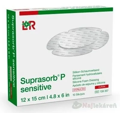 SUPRASORB P SENSITIVE silikónový penový obväz (12x15cm) 10ks