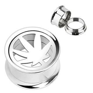 Plug do ucha - vykrojený list marihuany - Hrúbka: 10 mm