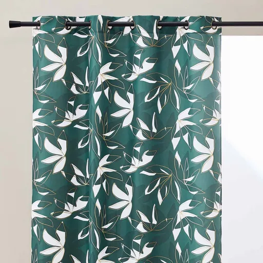 Záves s motívom listov a zlatou potlačou