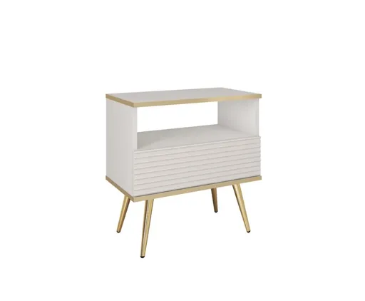 ArtPS Nočný stolík BIJOU S-54 MDF | biela / zlaté nohy