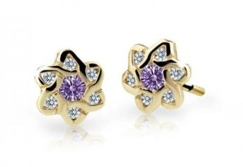 Cutie Jewellery Zlaté detské náušnice C2149-30-X-1 fialová
