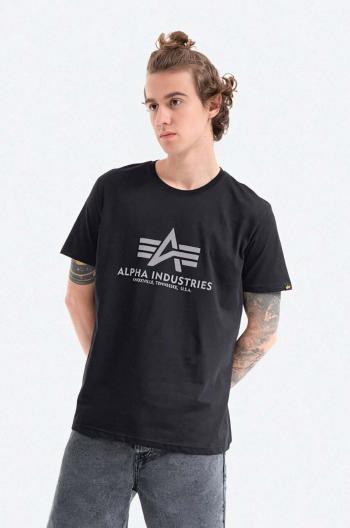 Bavlnené tričko Alpha Industries 100501RP.03-black, čierna farba, s potlačou