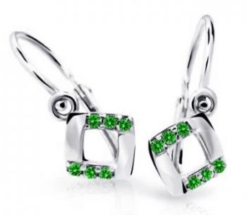 Cutie Jewellery Štvorcové detské náušnice z bieleho zlata C2268-10-X-2 zelená