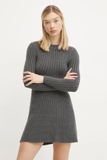 Šaty Hollister Co. šedá farba, mini, áčkový strih, KI359-4194