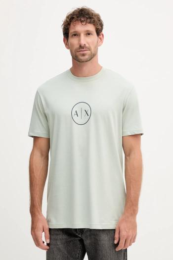 Bavlnené tričko Armani Exchange pánske, zelená farba, s potlačou, XM001853 AF10356